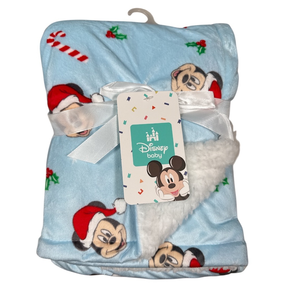 Disney Baby Mickey Mouse Holiday Blue Baby Blanket